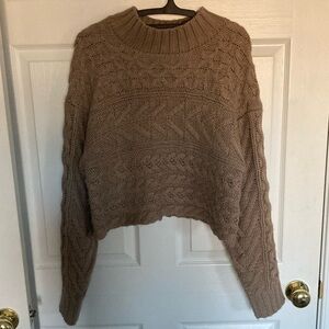 Forever 21 Beige Cowl Neck Cropped Sweater